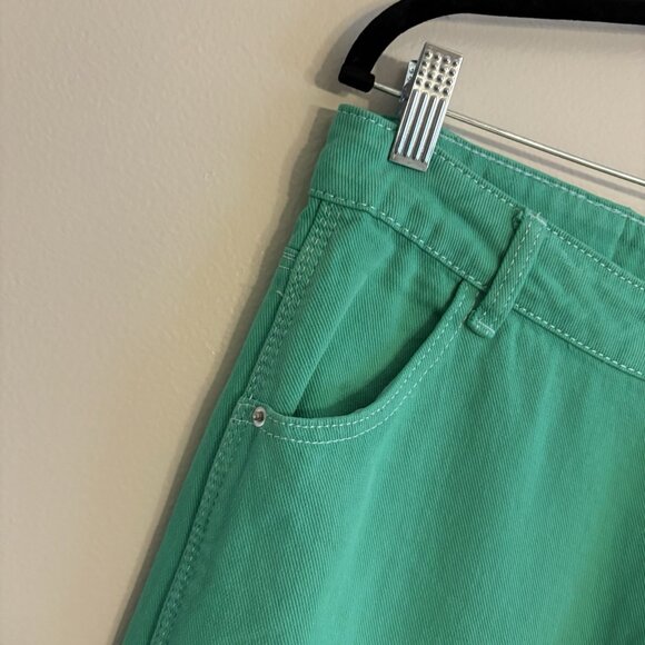 Princess Polly Women 8 Green Denim Y2K Baggy Skate 90s Wide Leg Carpenter Jeans - Picture 4 of 12